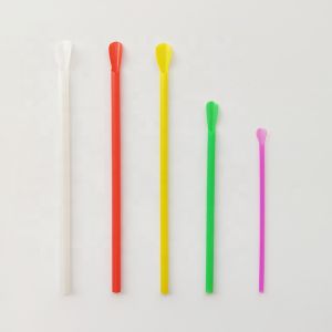 Plastic Spoon Straws Disposable Stocked PLA Biodegradable Spoon Straw For Ice