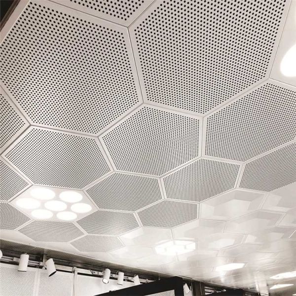 Quality Perforated Hexagon Acoustic Ceiling Tiles Aluminum Pre Painted for sale