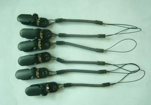 Quality High Quality Tooth Black Plastic Clip and Slim Short Black Spring String Cord Tether Combo for sale