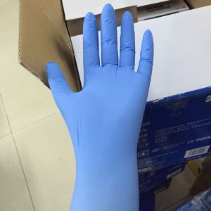 Buy cheap Nitrile Disposable Protective Gloves Hand Protection With ESD Polyester Stripe from wholesalers