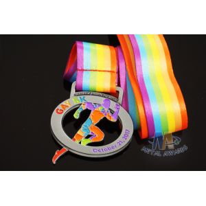 Buy cheap M -23 Cut Out Design By Clients Custom Sports Medals With Sublimated Ribbon from wholesalers