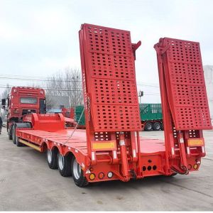 Detachable Gooseneck Low bed Semi Trailers with Slope for Excavators Bulldozers