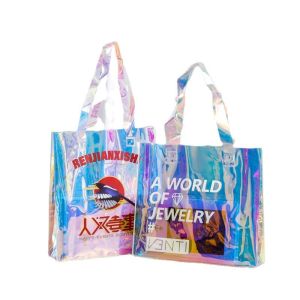 Buy cheap Holographic Clear Tote Bag With Leather Handle Iridescent Beach Totes Shoulder Handbag For Women Summer Pool Party from wholesalers