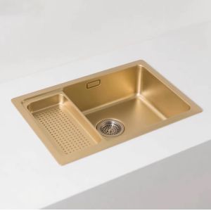 Buy cheap Gold Toned SUS304 Stainless Steel Kitchen Sink with Drainboard from wholesalers