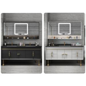 Buy cheap ISO9001 Luminescent Contemporary Bathroom Cabinets Floating Vanity Triangle Corner product