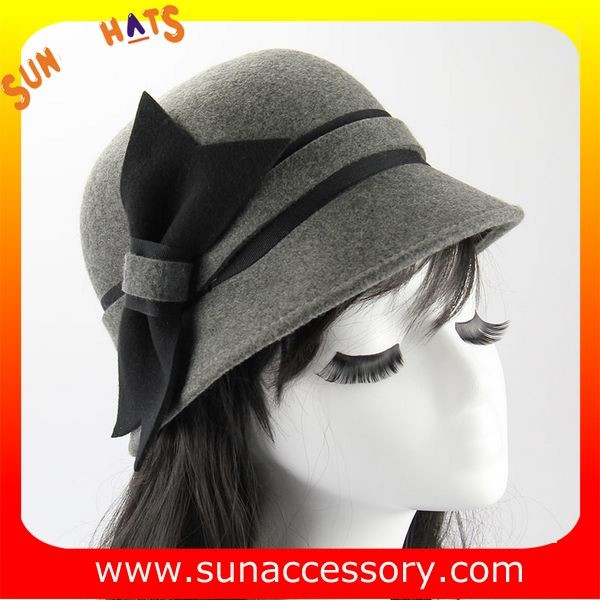 Quality 1403 Sun Accessory grey wool felt cloche hats ,Shopping online hats and caps wholesaling for sale