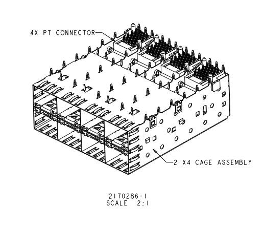 SFP Ganged 2x4 Connector Optical Fiber Transceiver 2170286-1