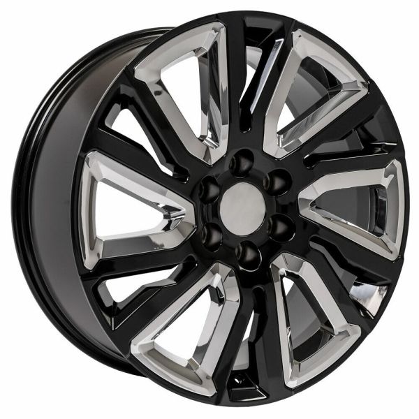 Ct2078 22x9 Gmc Replica Wheels Satin Black Gloss Black Insert Rim Chevy 22"