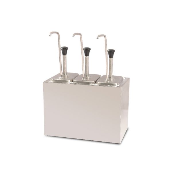 Quality Stainless Steel Three Head Jam Squeezer, Three Bucket Sauce Dispenser Pump, Snack Bar Equipment for sale
