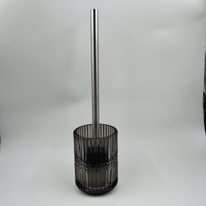 Glass Bathroom Accessories Set Indigo Charcoal Merlot Color Vertical Stripe