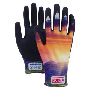 POPALM GripGuard Garden Gloves Customized Digital Printing Latex Coated Gloves
