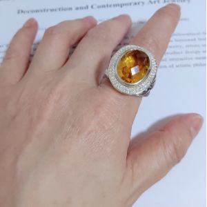 Buy cheap Inspired Split Shank Cocktail Ring 925 Sterling Silver With Yellow Cubic Zirconial Statement Jewelry from wholesalers