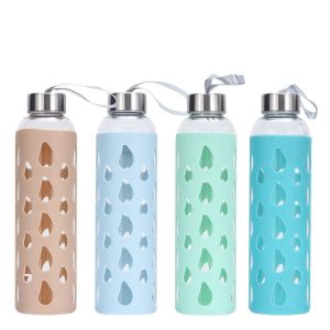 Buy cheap Personlized Single Wall Glass Drinking Bottles Silicone Sleeve 300ml from wholesalers