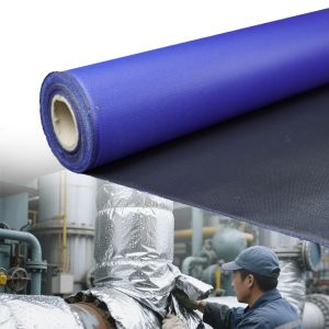 PU Coated Fiberglass Fabric with 1m to 1.55m Width in Blue/Black Twill Weave for