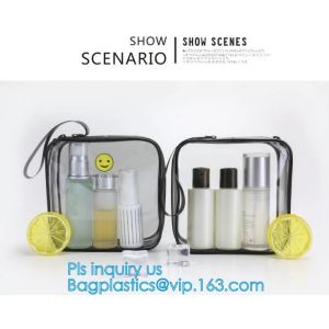 Custom personalized travel waterproof transparent clear pvc zipper toiletry bag,