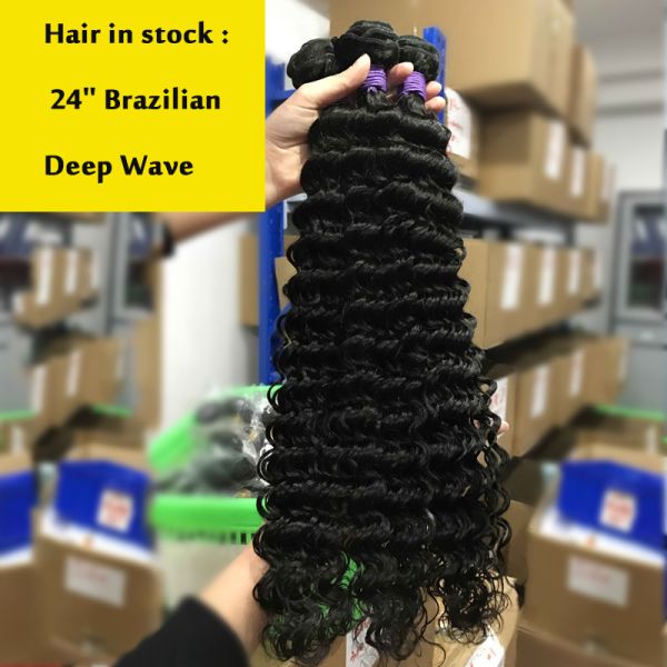 Quality Deep Wave Brazilian Hair Bundles , Unprocessed Brazilian Curly Hair Bundles  for sale