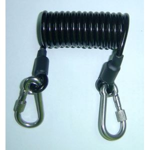 5.0mm strong black carabina hook spring stretchy coil tool lanyard strap to secure safe