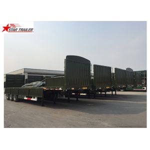 3 Axles Gooseneck Side Wall Semi Trailer Mechanical Suspension / Air Suspension