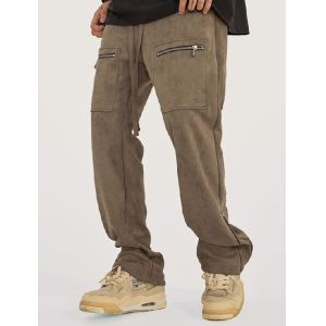 Buy cheap Custom Clothing Factory China Men'S 360gsm Straight With Split Zipper 92% Polyester 8% Spandex Long Pants from wholesalers