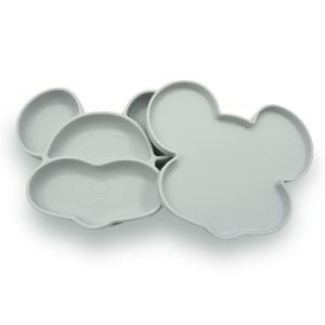 LFGB Approve Baby Silicone Plate Grey Spill Proof Feeding Placemat