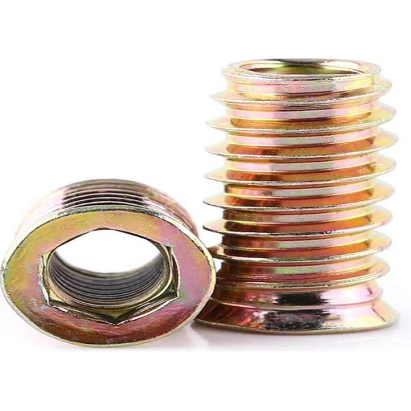 Quality Titanium Galvanized Finish Furniture Insert Furniture Nutstraight Through Embedded Hreaded for sale