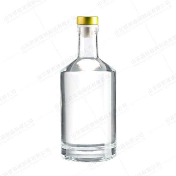 Quality Body Material Glass Round Empty Bottle for Wine Gin Rum Brandy Vodka Liquor 750ml 500ml for sale