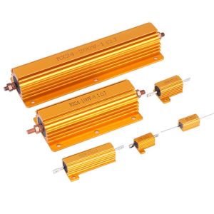 Buy cheap RX24 50W 5% high power resistor aging load audio LED metal car resistor 100 ohm Gold aluminum shell resistor from wholesalers