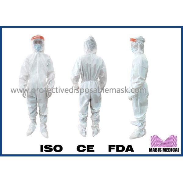 Quality Full Body White Waterproof Disposable Isolation Clothing for sale