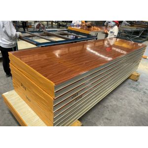 Prefabricated House Metal Surface Wood Grain Rock Wool Sandwich Panel