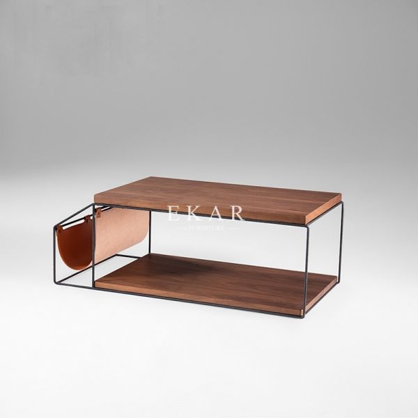 Quality Stainless Steel Frame Wooden Rectangle Modern Coffee Table for sale