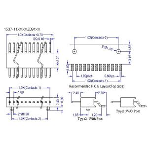 90° SMT 1 Mm Pitch Pin Header Connector / Single Row Pin Header