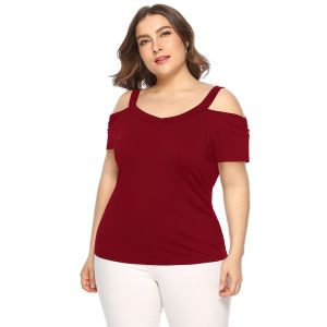 Buy cheap Ready to Ship In Stock Fast Dispatch Hot Selling Women Plus Size Short Sleeve Off The Shoulder Blouses T shirt from wholesalers
