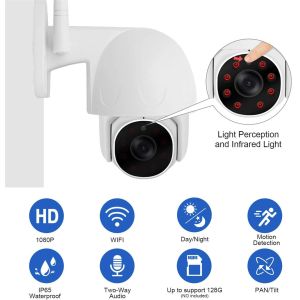 Tuya Smart Life Google Alexa PTZ 1080P 2MP HD Waterproof Outdoor IP Camera P2P