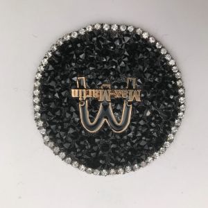 Round Custom Rhinestone Patches / Black Rhinestone Letter Patches