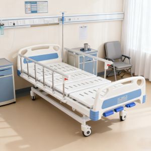 Buy cheap 3-Function Manual Medical Bed With Foldable Aluminum Guardrails And Silent Locking Casters from wholesalers