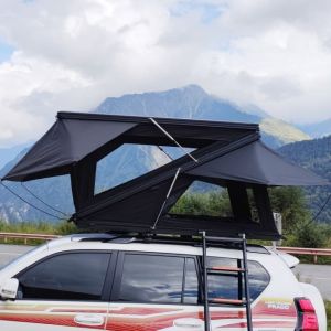 Aluminum Hard Shell Black 3 Person Rooftop Tent With CE Certification