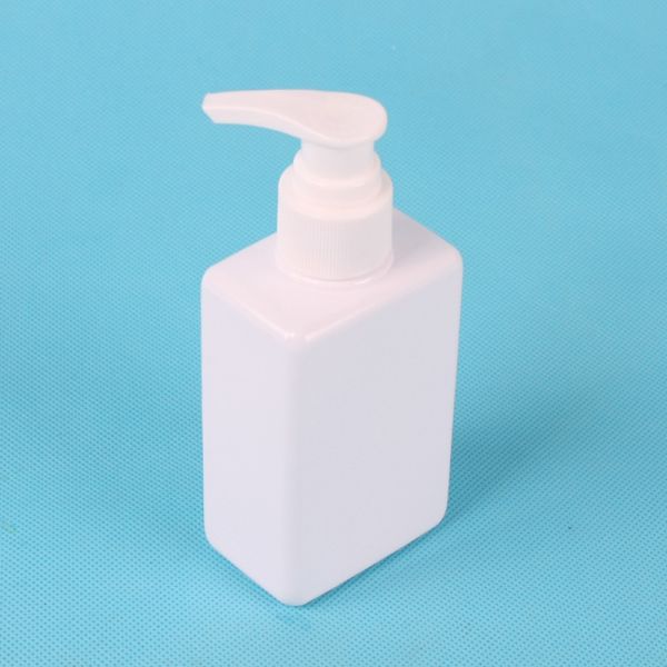 Quality 150ml PET White Square Cosmetic Men's Shampoo Pump Bottles for sale