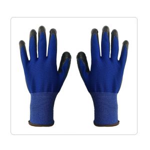 Buy cheap Blue Polyester With Black Smooth Nitrile Gloves from wholesalers
