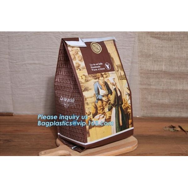Recyclable sandwich bread food packaging brown paper bag custom kraft pastry
