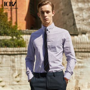 Buy cheap Button Down Collar Blue and White Striped No Ironing French Inch Groom's Formal Shirt from wholesalers