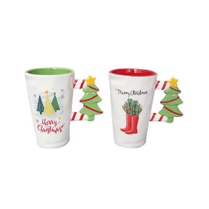 Buy cheap Custom 500ml Ceramic Mugs , Ceramic Christmas Cup With Tree Handle from wholesalers