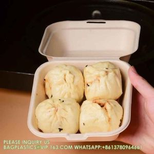 Sugarcane Pulp Clamshell Bagasse Takeout Bento Lunch Box Food Container For