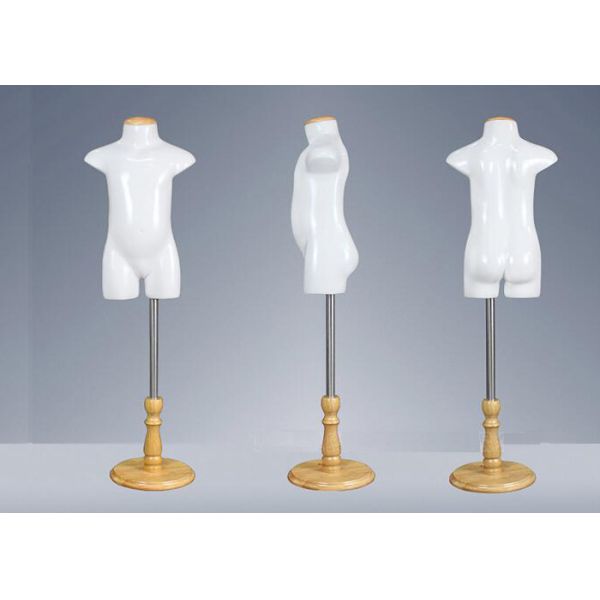 Quality Half Body Glossy White Standing Child Clothes Mannequin Environmental Material for sale