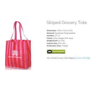 Buy cheap STRIPED GROCERY TOTE, eco-friendly, reusable, durable, recyclable and biodegradable,moistureproof, BAGEASE, PAC, PAK, PK from wholesalers