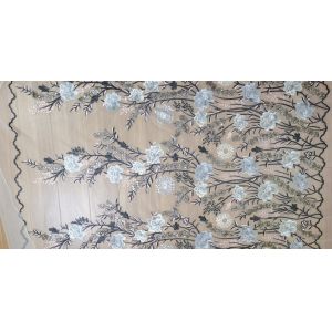 Buy cheap Scalloped  Embroidered Mesh Lace Fabric , Wedding Lace Material With Paillettes from wholesalers