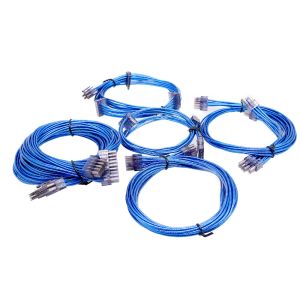 Buy cheap PSU Cable Bright Braided Power Supply Modular Cable Kit 24 Pin 8pin 6pin Length 630mm Gold Pink Blue Sliver Purple Green PVC from wholesalers