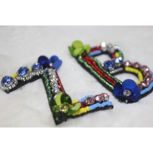 Buy cheap Letter patches Glass strass beads with sequins handmade patches from wholesalers