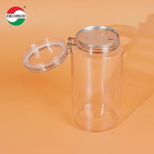 China 1660ML Recycled Used Transparent Storage Plastic Bottles Clear PET Cans Sealed Jar With Screw Lid For Pet Food Coffee on sale