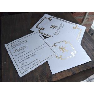 Buy cheap Squared Custom Wedding Invitations With Matte Gold Foil On Front and Back Elegant Invitation product