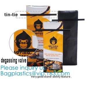 BRC Standard Qual Seal Kraft Paper Bags With Tin Tie Coffee Bags Plastic Valve